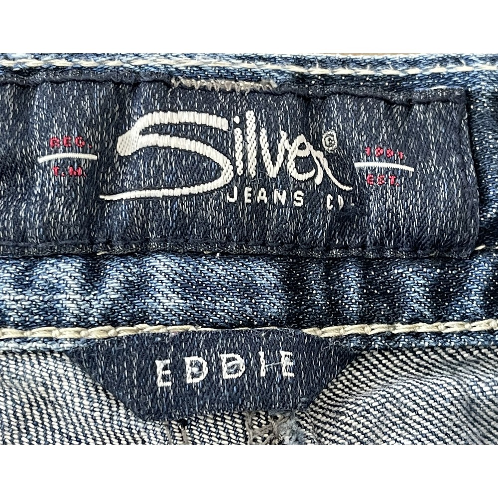 Men's SILVER Eddie Jeans Size 34X30 Straight Leg Fit 34X29 - Picture 8 of 9